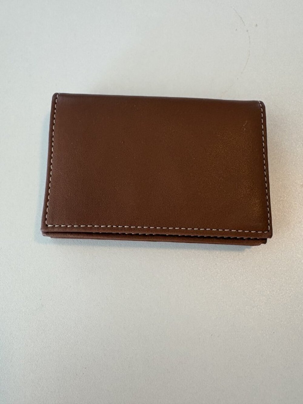 NEW Levenger Brown Leather Bifold Wallet - Contrast Stitch - Picture 2 of 8